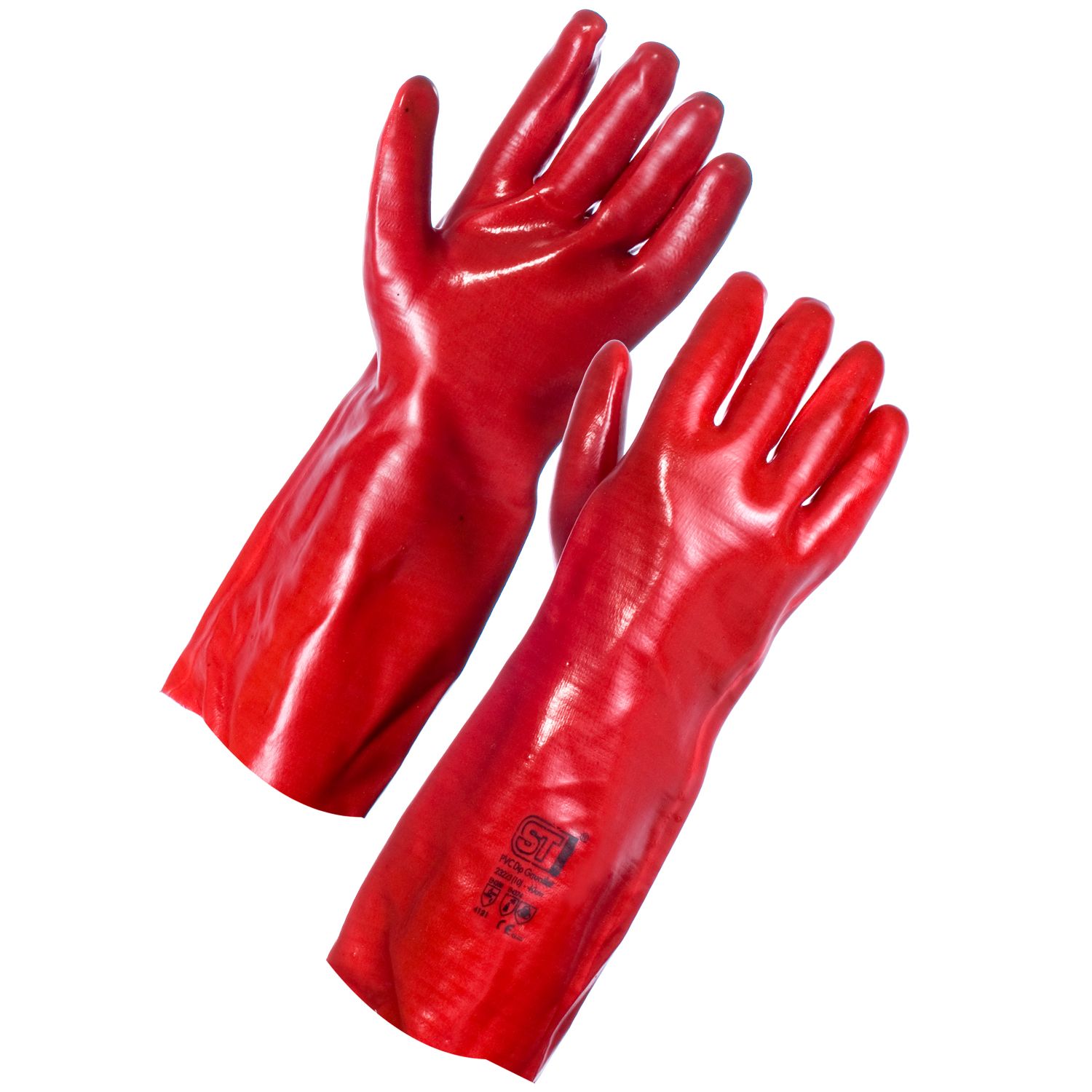 PVC Gauntlet Red (35cm) Work Gloves
