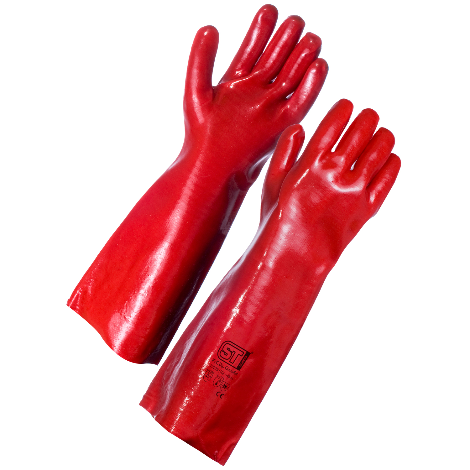 PVC Gauntlet Red (40 cm) Work Gloves