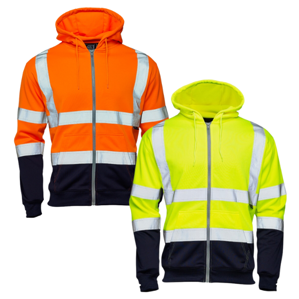 Hi-Vis 2 Tone Hooded Zipped Sweatshirt