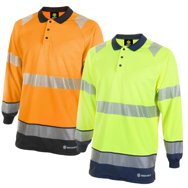 Hi-vis Two Tone Long Sleeve Polo Shirt