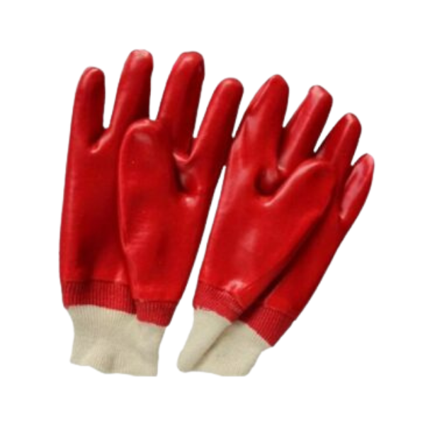 Red PVC Knit Wrist Work Gloves