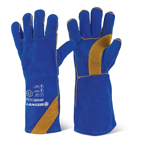 Welders Cat2 Safety Gloves Blue/Gold